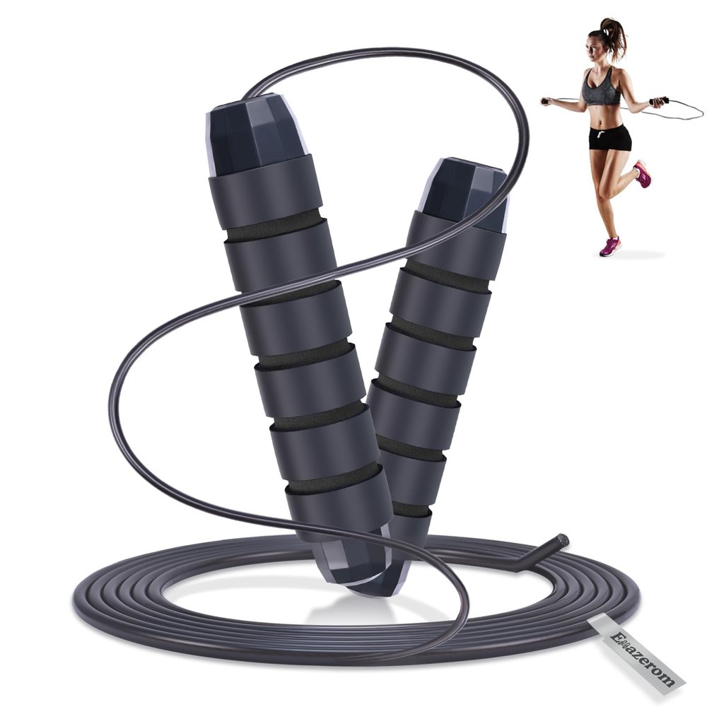 Emazerom Jump Rope for Women Men Kids, Adjustable Skipping Rope with Ball Bearings, Professional Jumping Rope with Foam Handles, Tangle-Free Rapid Speed Jump Ropes for Fitness Workout Boxing Exercise