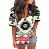 Hdjxbdhsv Customize Lady's Clothes Fashion Top Aztec Shirt Casual Blouse for Women Western Ethnic Style V Neck Choker Tee view 1
