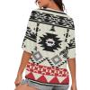 Hdjxbdhsv Customize Lady's Clothes Fashion Top Aztec Shirt Casual Blouse for Women Western Ethnic Style V Neck Choker Tee view 2