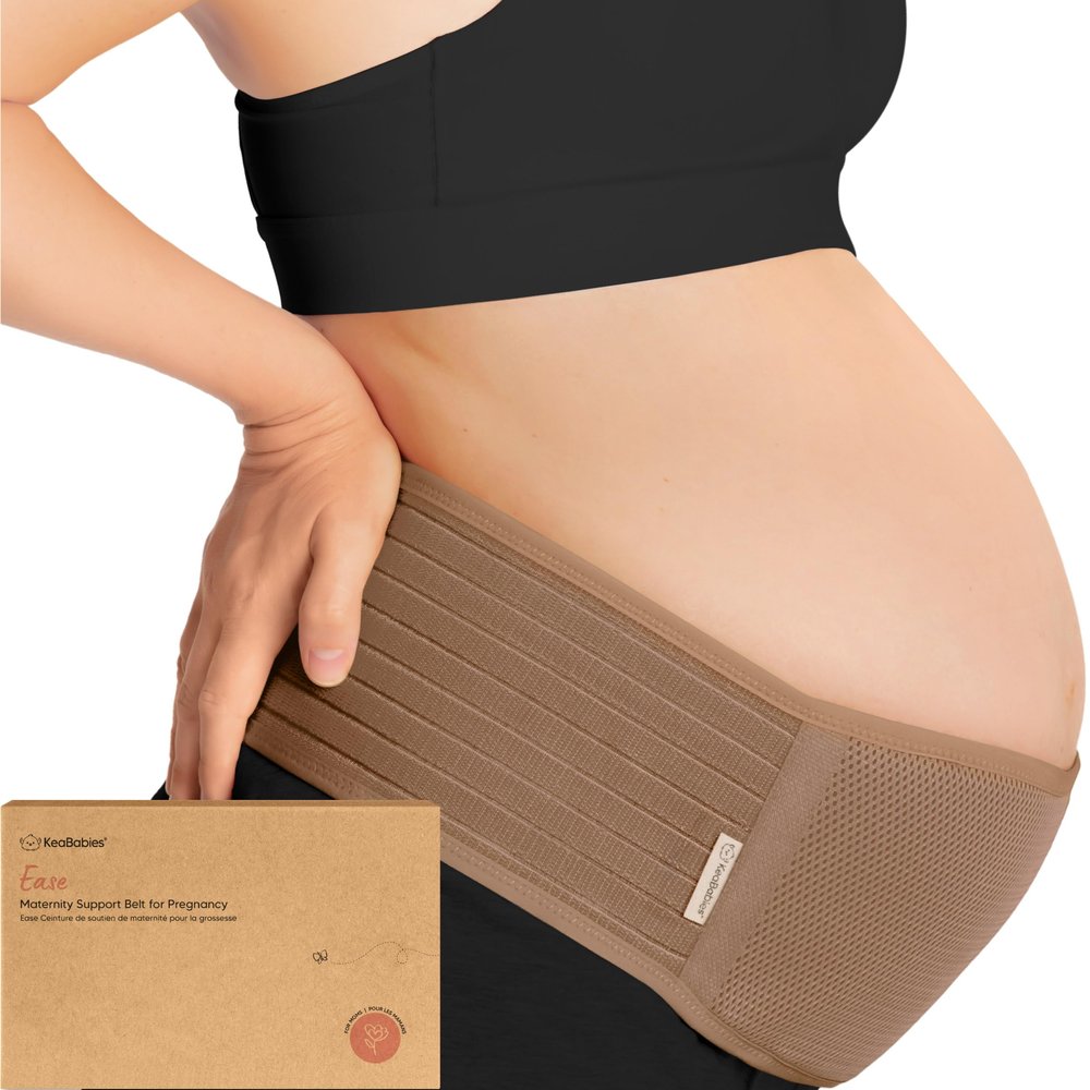 KeaBabies Maternity Belly Bands for Pregnant Women - 1-Pack, Soft & Breathable Pregnancy Belly Support Band, Easy Adjustable Maternity Belt for Back, Pelvic Support, Comfortable (Warm Tan, XL)