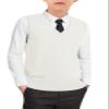 Boys Sweater Vest Kids Solid School Uniform Sleeveless Knit Sweaters Tops 5-14 Years White view 1