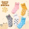 Clothirily 5 Pairs Women Cat Socks - Colorful Cute Animal Crew Socks, Novelty Funny Cat Dog Animal Socks, Cozy Crew Socks for Women view 4