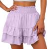 Summer Fris,Shorts for Women, Bermuda Shorts for Women 2200 Summer High Waisted Ruffle Shorts Floral Pleated Hem Casual Pants,Wholesale Items,Small,P view 1