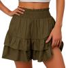 Ofertas,Shorts for Women, Bermuda Shorts for Women 2092 Summer High Waisted Ruffle Shorts Floral Pleated Hem Casual Pants,Ofertas Relampago,L,Coffee view 2