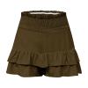 Ofertas,Shorts for Women, Bermuda Shorts for Women 2092 Summer High Waisted Ruffle Shorts Floral Pleated Hem Casual Pants,Ofertas Relampago,L,Coffee view 4