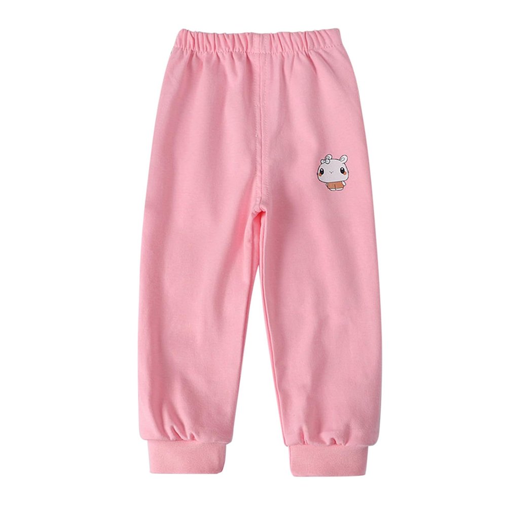 Baby Boy's Pants, Toddler Cotton Pull on Jogger, Kids Cute Cartoon Elastic Waist Sweatpants School (Pink, 12-24 Months)