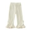 NineFit Basics Baby Pants Toddler Girl Flare Pants Ruffle Ribbed Baby Bell Bottoms Ribbed Solid Elastic Waist Boys (Beige, 6-12 Months) view 1