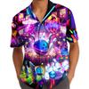 Neon Bowling Ball Hawaiian Shirts for Men Colourful Bowling Pins Button Down Shirt Mens Cool Hawaiian Shirts Short Sleeve view 2