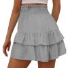 Delivery,Shorts for Women, Bermuda Shorts for Women 2041 Summer High Waisted Ruffle Shorts Floral Pleated Hem Casual Pants,Recent,Medium,Grey view 2