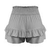 Delivery,Shorts for Women, Bermuda Shorts for Women 2041 Summer High Waisted Ruffle Shorts Floral Pleated Hem Casual Pants,Recent,Medium,Grey view 4