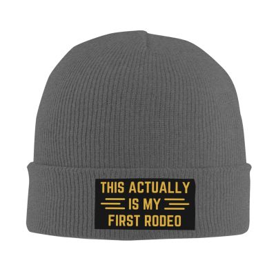 This Actually is My First Rodeo Knit Hat Men Warm Knitted Brimless Winter Beanie Hat Black