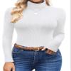 Ekouaer Women's Turtleneck Shirts Ribbed Pullover Sweater Long Sleeves Tops Midweight Thermal Underwear Blouse White S view 1