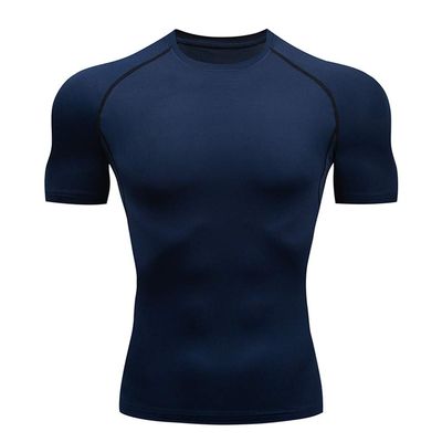 F.Q Yuqee Men's Lightweight Short Sleeve Cool Dry Rashguards Compression Sports Workout T-Shirt Navy L