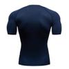 F.Q Yuqee Men's Lightweight Short Sleeve Cool Dry Rashguards Compression Sports Workout T-Shirt Navy L view 2