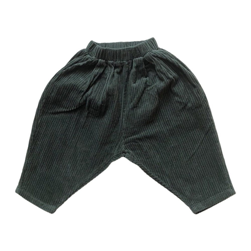NineFit Basics Toddler Boy Girl Corduroy with Elastic Solid Color Casual Pants 3 Month Baby Boy 12mo Boy Black (AG, 12-18 Months)