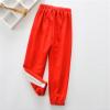 NineFit Basics Toddler Child Kids Baby Boys Girls Patchwork Cotton Fashion Sport Pants Trousers Outfits Athletic Pants (Red, 4-5 Years) view 2