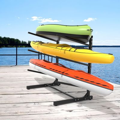 WALMANN Garage Kayak Rack, Heavy-Duty Metal Kayak Storage Rack 3-Tier Adjustable Freestanding Kayak Stand, Holds Up to 480 lbs(3-Tier)