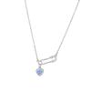 NewZenro Dainty Safety Pin With Colorful Heart Charm Silver Plated Choker Necklace for Women Cubic Zirconia Love Paper Clip Pendant Necklaces Adjustbale Chain Fashion Y2K Jewlery (Blue CZ) view 1