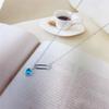 NewZenro Dainty Safety Pin With Colorful Heart Charm Silver Plated Choker Necklace for Women Cubic Zirconia Love Paper Clip Pendant Necklaces Adjustbale Chain Fashion Y2K Jewlery (Blue CZ) view 3