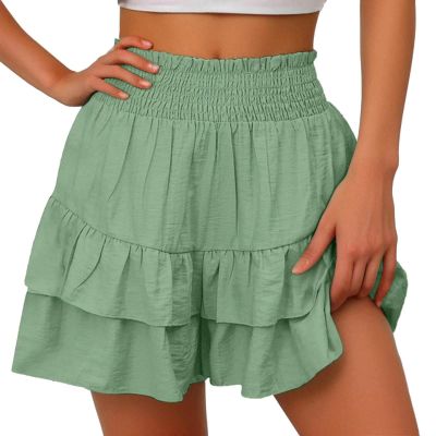 Placed by Me,Shorts for Women, Bermuda Shorts for Women 2131 Summer High Waisted Ruffle Shorts Floral Pleated Hem Casual Pants, Placed Recently by Me,XXL,Gn3