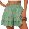 Placed by Me,Shorts for Women, Bermuda Shorts for Women 2131 Summer High Waisted Ruffle Shorts Floral Pleated Hem Casual Pants, Placed Recently by Me,XXL,Gn3 view 1