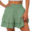 Placed by Me,Shorts for Women, Bermuda Shorts for Women 2131 Summer High Waisted Ruffle Shorts Floral Pleated Hem Casual Pants, Placed Recently by Me,XXL,Gn3 view 2