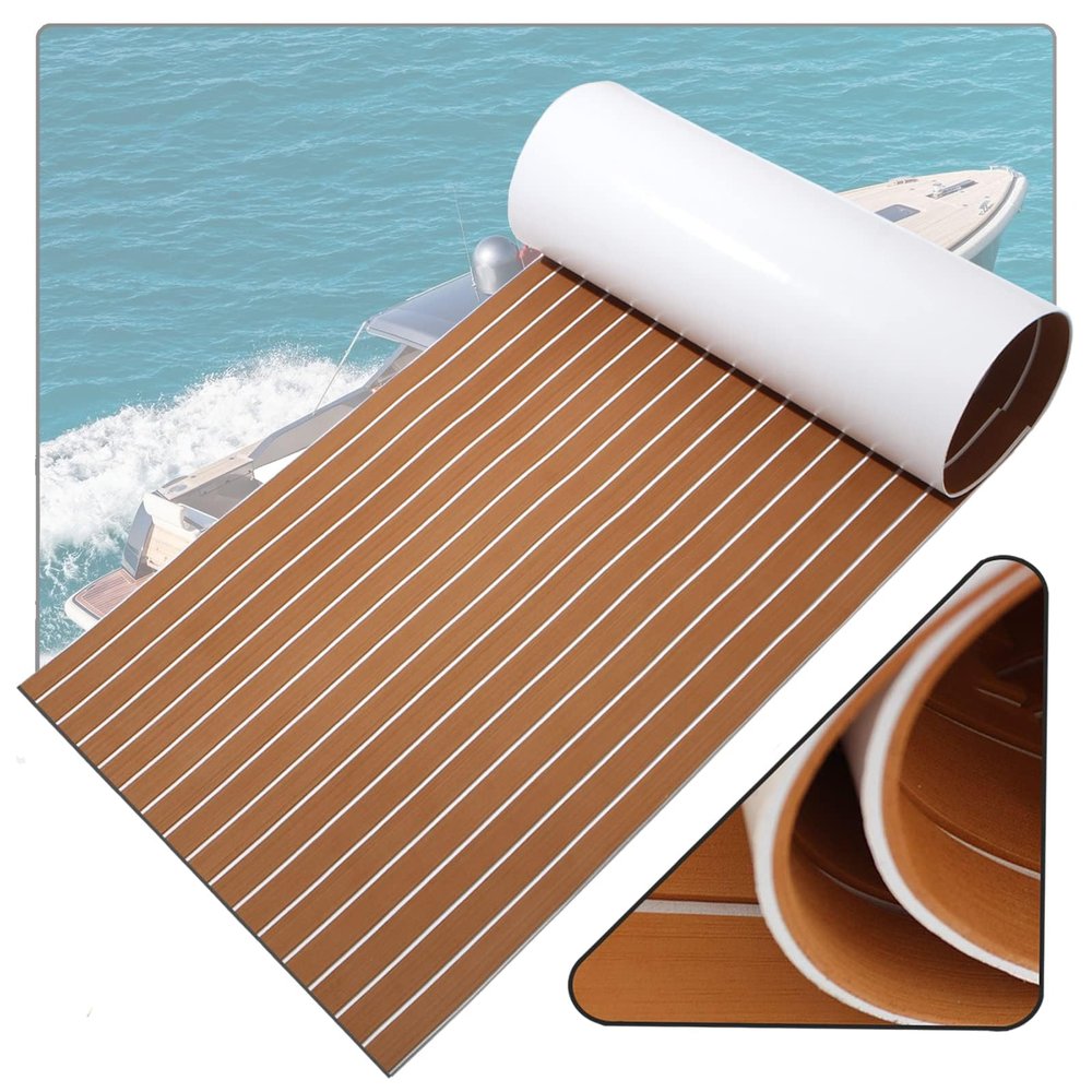 BIRJXVTO EVA Foam Boat Flooring Decking Sheet,Non-Slip Self-Adhesive Soft Boat Marine Carpet Mat for Motorboat RV Yacht Kayak Sea Deck Helm Pad Swimming Pool,A,240X45CM