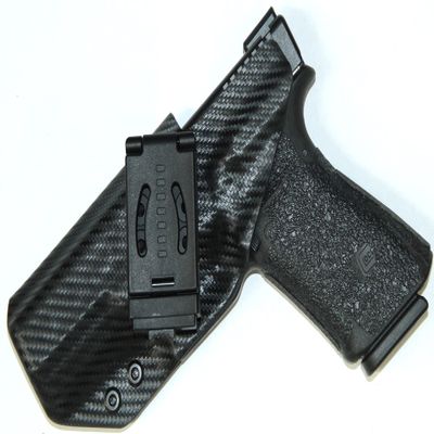 Generic REVKEL Custom Kydex Belt Lock Loop OWB Cross Draw Holster Compatible w/Browning Pistols, in Black Carbon Fiber. (Compatible with Black Label 380 3.6""- No Rail, Left Hand Draw)