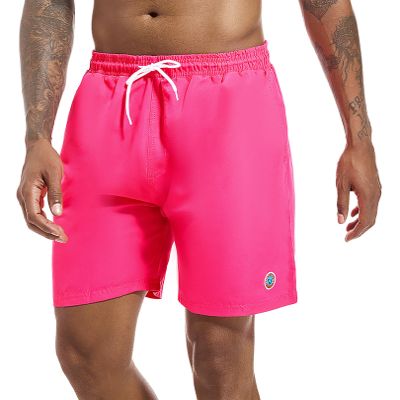 Vousetesunique Swim Trunks Mens 7 inch Quick Dry Swim Shorts with Mesh Liner for Men's Beach Shorts Rose Red