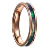4 mm Width Rose Gold Inlaid Abalone Shell Tungsten Carbide Ring Classic Men's Rings Jewelry Party Wedding Band Male Rings 9 view 1