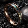 4 mm Width Rose Gold Inlaid Abalone Shell Tungsten Carbide Ring Classic Men's Rings Jewelry Party Wedding Band Male Rings 9 view 3