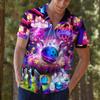 Neon Bowling Ball Hawaiian Shirts for Men Colourful Bowling Pins Button Down Shirt Mens Cool Hawaiian Shirts Short Sleeve view 3
