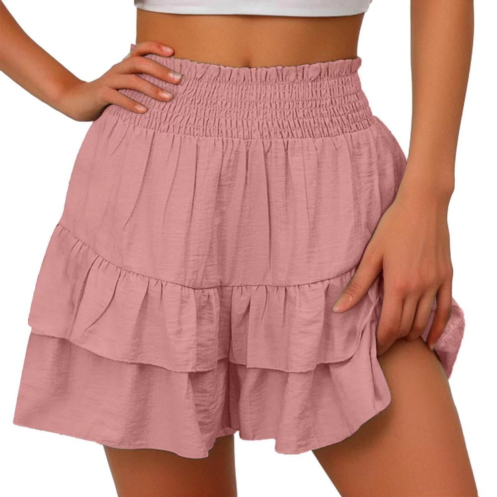 Orders,Shorts for Women, Bermuda Shorts for Women 2226 Summer High Waisted Ruffle Shorts Floral Pleated Hem Casual Pants,Orders Placed by Me,XL,Rose Gold