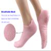 Tamlien Yoga Socks, Pilates Grip Socks 4 Pairs Non-Slip Socks for Yoga, Barre, Sports Home Slipper Socks Barefoot Workout Pregnant Crew Socks (Black/Light Pink/Orage/White view 3