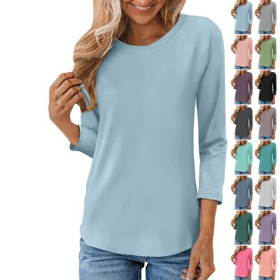 slqdgmryz 3/4 Length Sleeve Womens Tops Raglan Crew Neck T Shirts Casual Dressy Blouses Three Quarter Layering Tuinc Tops Summer Tops for Women 2025 Raglan Shirt Women, Light Blue, Small
