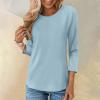 slqdgmryz 3/4 Length Sleeve Womens Tops Raglan Crew Neck T Shirts Casual Dressy Blouses Three Quarter Layering Tuinc Tops Summer Tops for Women 2025 Raglan Shirt Women, Light Blue, Small view 2