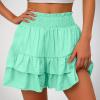 Overstock Items Clearance,Shorts for Women, Bermuda Shorts for Women 2050 Summer High Waisted Ruffle Shorts Floral Pleated Hem Casual Pants,Clearance Items for Women,XXL,Mint Green view 2