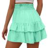 Overstock Items Clearance,Shorts for Women, Bermuda Shorts for Women 2050 Summer High Waisted Ruffle Shorts Floral Pleated Hem Casual Pants,Clearance Items for Women,XXL,Mint Green view 3