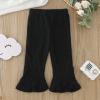 Baby Pants Toddler Girl Flare Pants Ruffle Ribbed Baby Bell Bottoms Ribbed Solid Elastic Waist Boys (Black, 0-6 Months) view 2