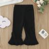 Baby Pants Toddler Girl Flare Pants Ruffle Ribbed Baby Bell Bottoms Ribbed Solid Elastic Waist Boys (Black, 0-6 Months) view 3