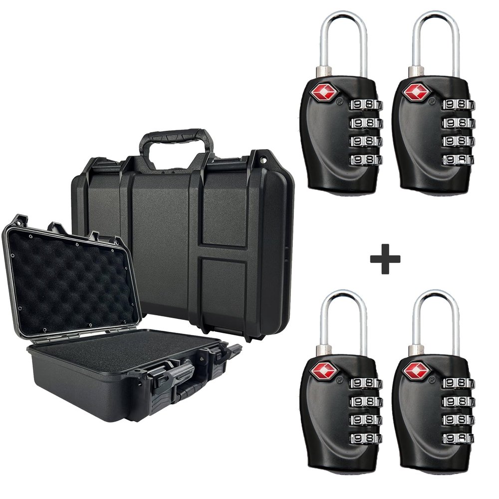 LAFENLIN Handgun Case Lockable-Firearm Travel Case with 4 TSA Locks Included Waterproof Hard Gun Case for Pistol 12.6 x 9.41 x 4.42 Inches Gun Storage Case with Foam