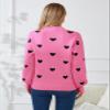 Allifewithu Women's Long Sleeve Mock Neck Sweaters Loose Casual Cute Heart Pullover Sweater Hot Pink X-Large view 3