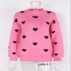 Allifewithu Women's Long Sleeve Mock Neck Sweaters Loose Casual Cute Heart Pullover Sweater Hot Pink X-Large view 4