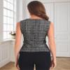 Allegra K Tweed Top for Women Elegant Sleeveless Crew Neck Dressy Blouses Business Casual Vest Tops Medium Black view 2