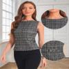 Allegra K Tweed Top for Women Elegant Sleeveless Crew Neck Dressy Blouses Business Casual Vest Tops Medium Black view 4