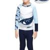NineFit Basics Toddler Boys Rashguard Two Swimsuits Kids Long Sleeve Sunsuits Surf Bathing Suit Swimwear SweatShorts (Blue, 9-11 Years) view 2