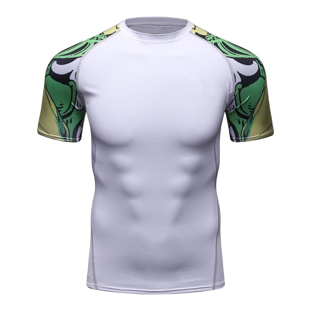 F.Q Yuqee Men's Lightweight Short Sleeve Cool Dry Rashguards Compression Sports Workout T-Shirt White 05 S