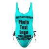 Bathing Suits Customize with Your Unique Design Womens Tummy Control Bathing Suits Personalized Swimsuit Adjustable Style34 Aqua view 2