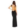 RARITYUS Womens Elegant Satin Bow Maxi Dress Sexy Cowl Neck Backless Wedding Guest Dress Cocktail Party Evening Gown Black view 1