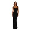 RARITYUS Womens Elegant Satin Bow Maxi Dress Sexy Cowl Neck Backless Wedding Guest Dress Cocktail Party Evening Gown Black view 2